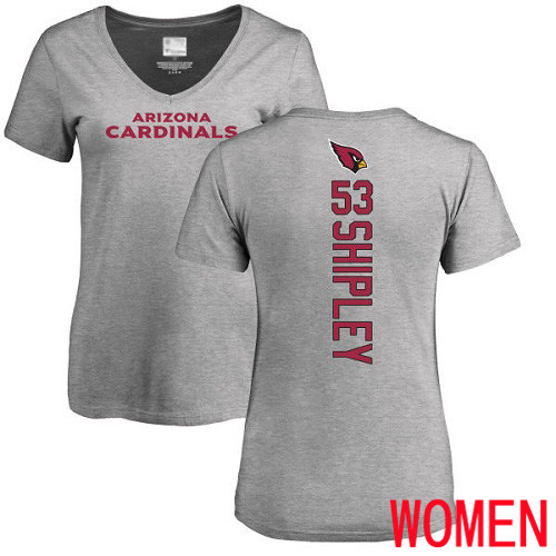 Arizona Cardinals Ash Women A.Q. Shipley Backer V-Neck NFL Football #53 T Shirt